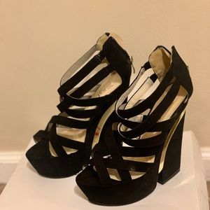 Black velvet heels from justfab
